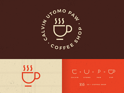 CUP Coffee Shop Logo abstract adobe illustrator badge logo branding clever logo coffee creative design drink flat graphic design grids icon illustration indonesia logo orange print shop typography