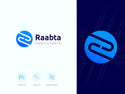 Raabta Consultants Logo 2012 abstract blue branding c logo character clean connecting people consultants creative gradient graphic design illustration logo negative space logo pakistan r logo raabta typography uk