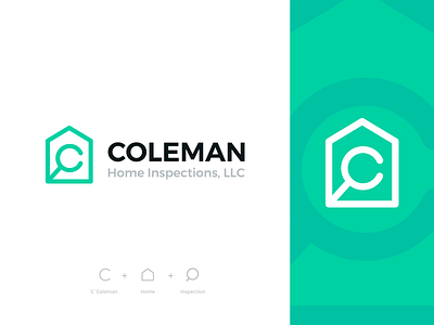 Coleman Home Inspections Final Logo branding c canada clever company creative design flat graphic design green home house icon inspection line logo microscope services simple typography