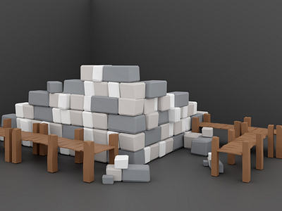 Low poly building elements - daily modeling practice 3dmodeling asset beginnermodeling blender blender3d castleruins dailypractice gabbittmedia gameassets lowpolbuildings lowpoly3d medievalbuilding rpg ruins stone stonewall tabletopdecor tabletopgames woodenbridge