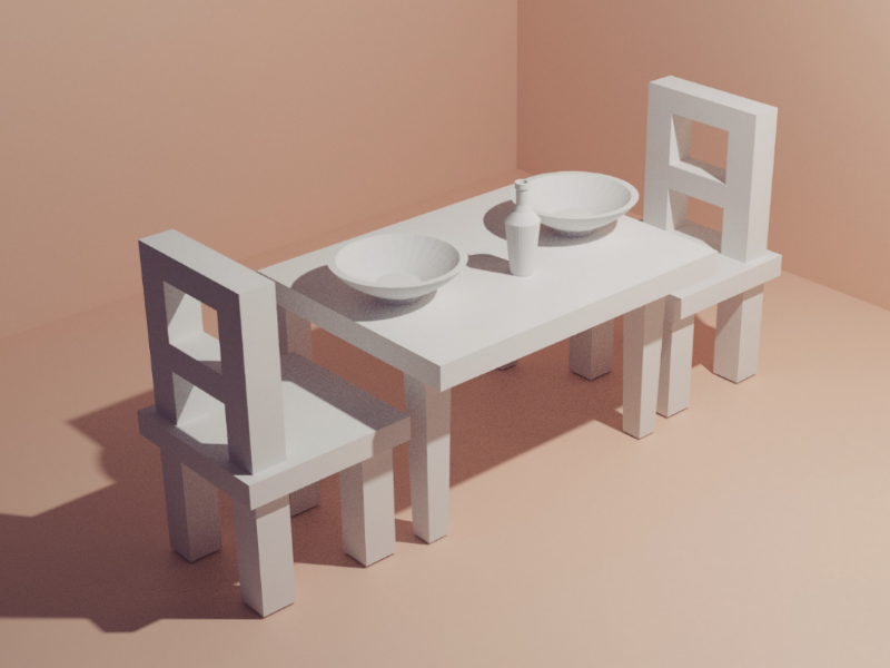 Dinning Table - daily modeling practice tutorial 3dmodel asset study digital3d digitalart gabbittmedia lowpoly3d bottle wine chair dinningtable diningroom gameassets dailypractice 3dmodeling blender