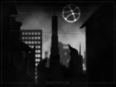 Invitation - Noir black city dribbble give away gray illustrator invitation invite movie noir photoshop white