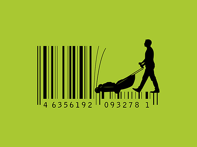 Cut through the clutter animation barcode brand creative environment grass green mower