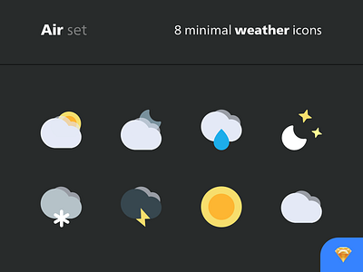 Introducing the free "Air" set → 8 minimal weather icons cloud dark freebie icons light minimal sketch sketchapp weather