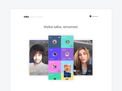 Just published a lightweight landing page for Tribe™. app colors grid hero light minimal webflow white