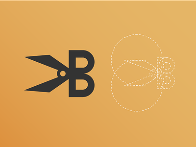 My barber Logo 2d application b barber dark design gold icon minimal mybarber scissors
