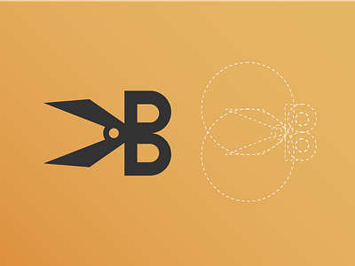My barber Logo 2d application b barber dark design gold icon minimal mybarber scissors