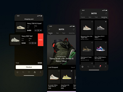 Both App Design app app design application bag ecommerce home home page ios ios design online shop shopping bag sneakers sport store ui ux