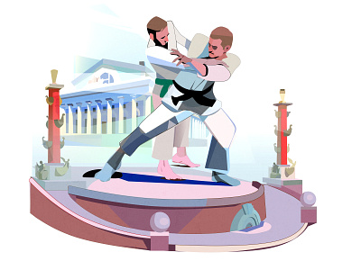 Spit of Vasilyevsky Island 2d illustration vector design design art digital illustration. illustration judo