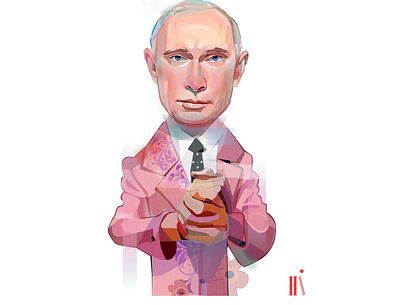 Putin 2d illustration vector character design digital illustration. illustration portrait