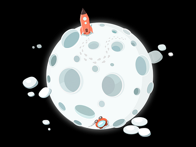 Moon art cartoon illustration moon moonlight nasa rocket space starship vector