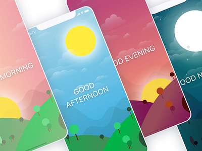 Full day in app afternoon app day design evening illustraion morning night