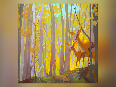 Deer 2d autumn deer illustration