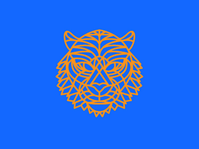 Tiger Head cat design drawing face head icon illustration linear tiger vector