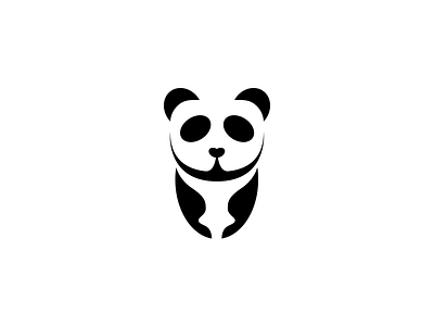 Panda Logo bear black and white flat design icon logo minimal simple
