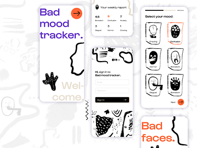 Bad mood tracker app app design app ui apple application ui clean clean ui flat icon identity illustration layout product service traker typogaphy ui uikit vector white