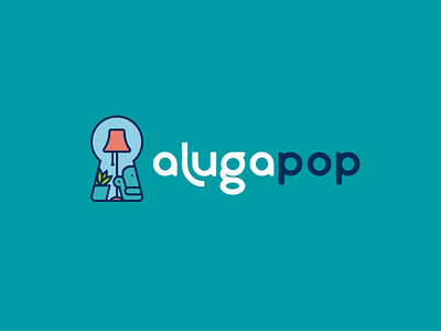 Alugapop branding design for rent home house icon illustration key letter living room logo room shop vector