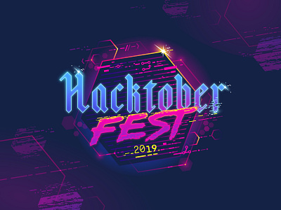 Hacktoberfest 2019 logo branding design illustration logo retro typography vector