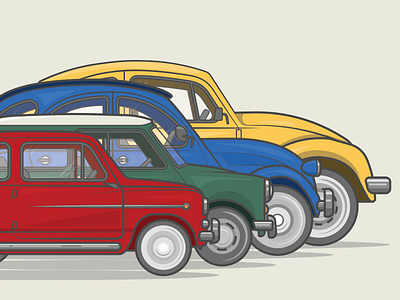 Classic European City Cars | Flat Vector Graphics 500 adobe illustrator beetle branding car cars citroen classic design fiat graphic design illustration mini mini cooper vector volkswagen