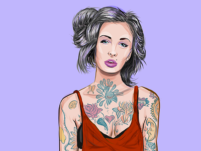 Tattooed adobe illustrator draw apple pencil cute illustration sexy tattoos woman
