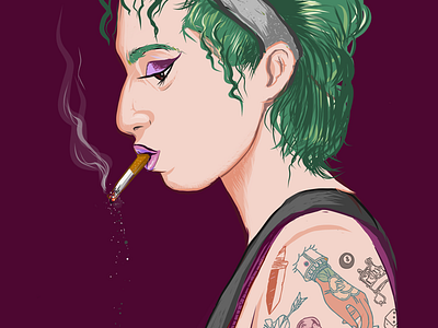 Tattoos #2 adobe illustrator draw girl green hair illustration ipad pro punk rock tattoos