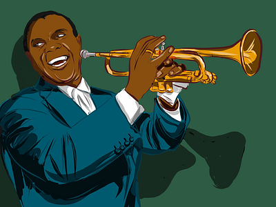 Louis Armstromgsatchmo, digital art illustration jazz satchmo trumpet