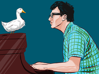 Dave Brubeck with Duck adobe illustrator draw anagram. dave brubeck digital art illustration ipad pro jazz