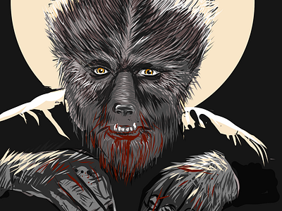 The Wolfman adobe illustrator draw full moon illustration lycanthrope werewolf wolfman