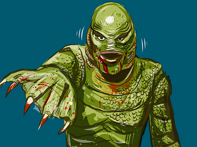 Creature from the Black Lagoon adobe illustrator draw anagram black lagoon creature digital art horror illustration