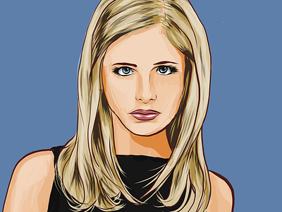 Sarah Michelle Gellar adobe illustrator draw anagram beautiful celebrity digital art hollywood illustration vector art