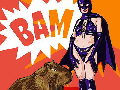BAM! adobe illustrator draw capybara digital art girl illustration superheroine vector