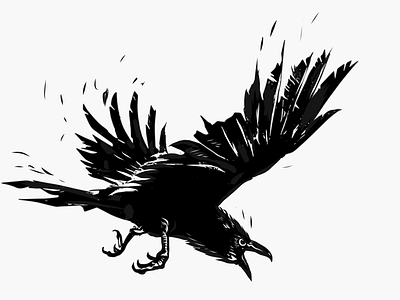 On the attack attack bw digital art illustration raven vector art