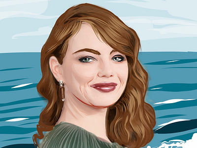 Emma Stone actress beautiful digital art hollywood illustration portrait