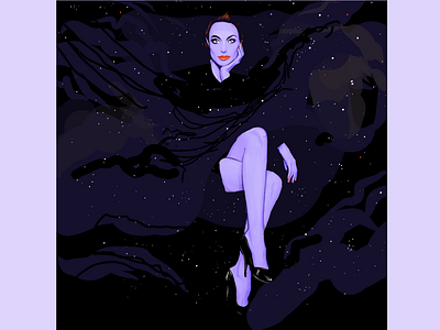 Galaxies in her eyes adobe illustrator draw digitalarts galaxy heels illustration legs sexy space woman