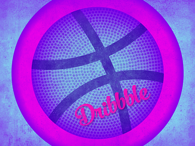 Hello Dibbble! 2d 2d art backetball background ball blue colors dark design dribbble gradient hello hello dribble illustration light blue pink shadow text texture vector