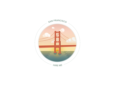 Hire me - San Francisco bridge city goldengate hire hireme illustration kevincdnc me sanfrancisco sunset
