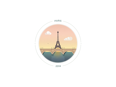 Sunset on Paris badge bridge cloud eiffel eiffeltower illustration paris sunset vector