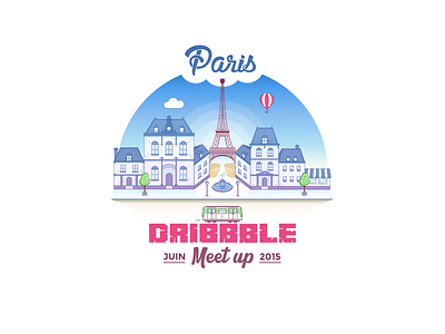 Paris Meetup badge cdnc eiffel tower illustration kevin lettering meet up meetup metro paris parisdribbblemeetup