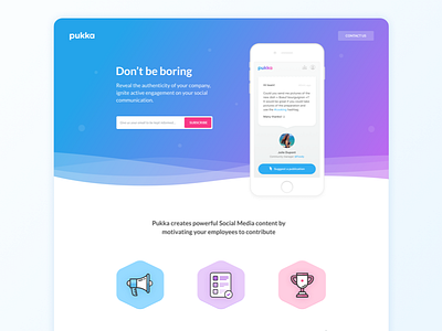 Pukka Landing Page contents icones illustration kevincdnc landing landing page mobile paris pukka social