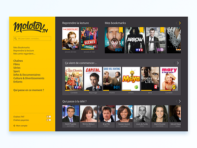 Molotov Web App application dashboard kevincdnc molotov molotov.tv movies paris tv tv show webapp