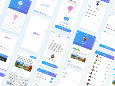 Pukka Mobile App 🎈 app balloon cloud community content gradient illustration management mobile pukka social