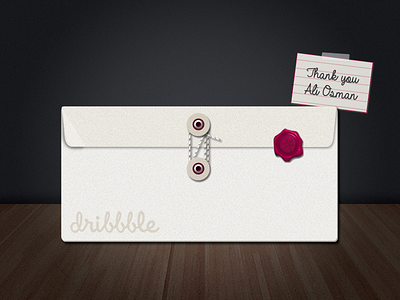 Hi Dribbble ! dribbble envelope invite thank you wax stamp