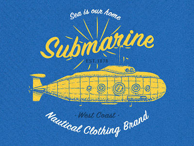 Yellow submarine / t-shirt print badge design hand drawn print t shirt vector vintage