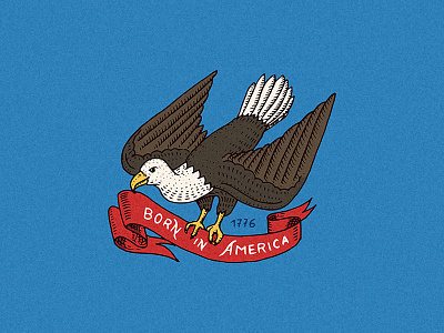 American badge / Bald eagle. Born in USA american badge bald eagle design hand drawn illustration logo print t shirt vector vintage