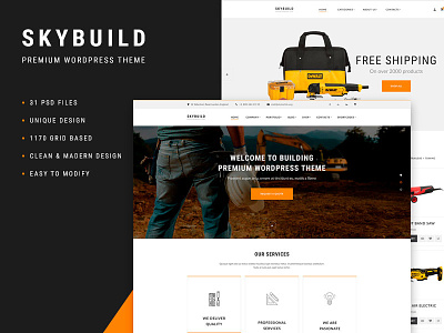 Skybuild - E-Commerce Wordpress Template construction website e commerce website wordpress template