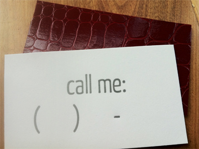 Letterpressed "Call Me" Card