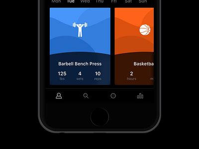 Fitness Profile app colorful dark debut fitness flat ios minimal simple ui 🔑