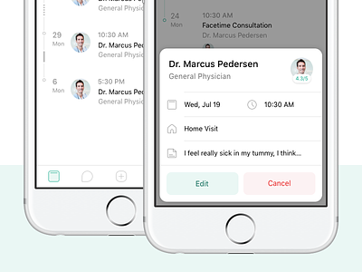 Appointments appointment card doctor green ios modal popover simple timeline