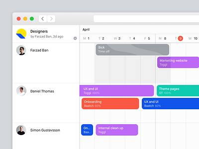 Time Off chart gantt off planning roadmap table team time