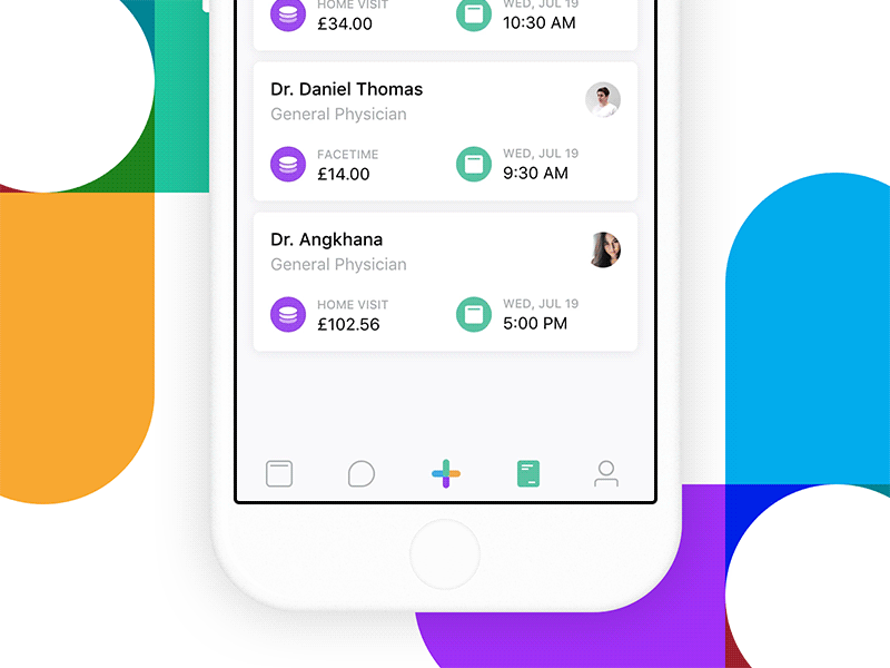 Make an Appointment app bar clean doctor interaction modal option selection simple tab